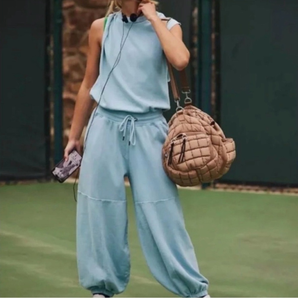NWOT Free People Movement Throw And Go Onesie Jumpsuit Light Blue Size Large